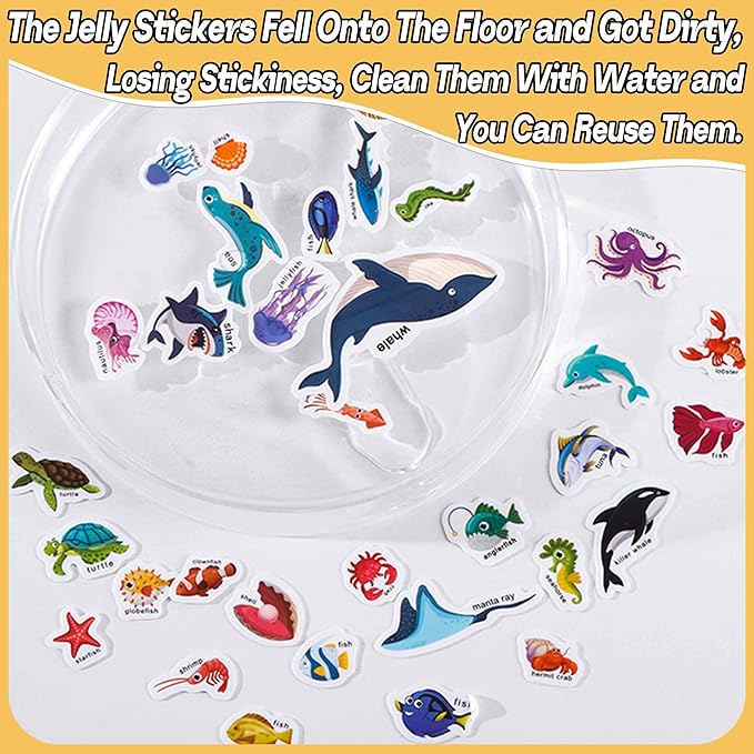 iGetooy 4 Sets Sticker Books for Toddlers 3+ Years, Jelly Reusable Sticker Book for Kids, Toddler Airplane Travel Essentials Toys for Kids