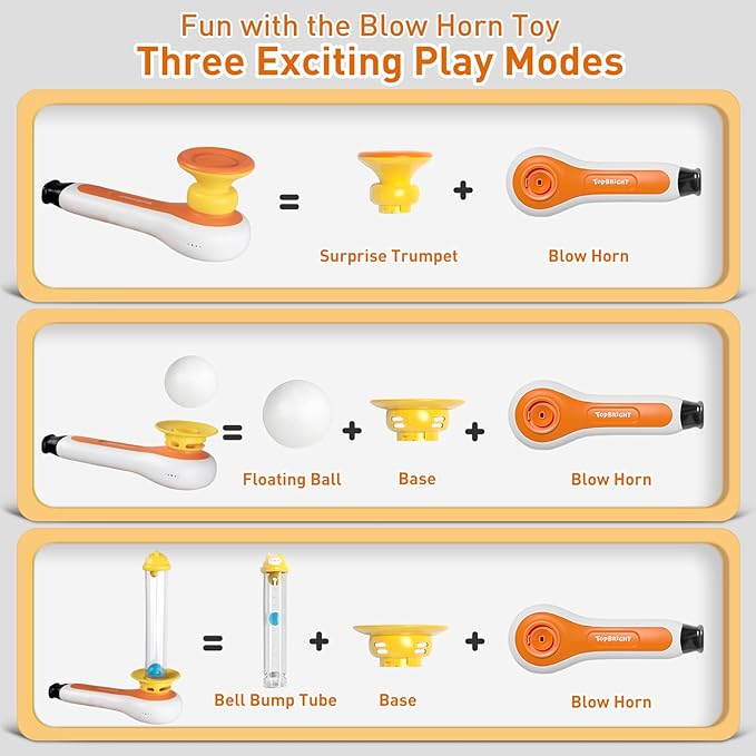 TOP BRIGHT 3in1 Sensory Toys for Toddlers Autism, Montessori Toddler Toys for 3 4 5 Year Old with Whistle, Ball Blowing, Floating Blow Pipe Balls Birthday Gift