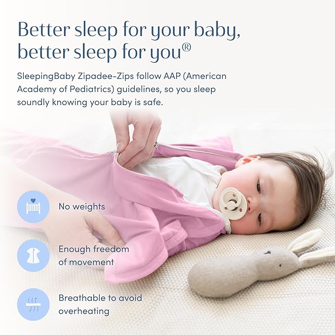 SleepingBaby Zipadee-Zip Transition Swaddle - Cozy Baby Swaddle Blanket with Zipper Convenience - Roomy Wearable Blanket for Easy Diaper Changes - Pink Poppy, Medium (6-12 Month) - 2 Pack