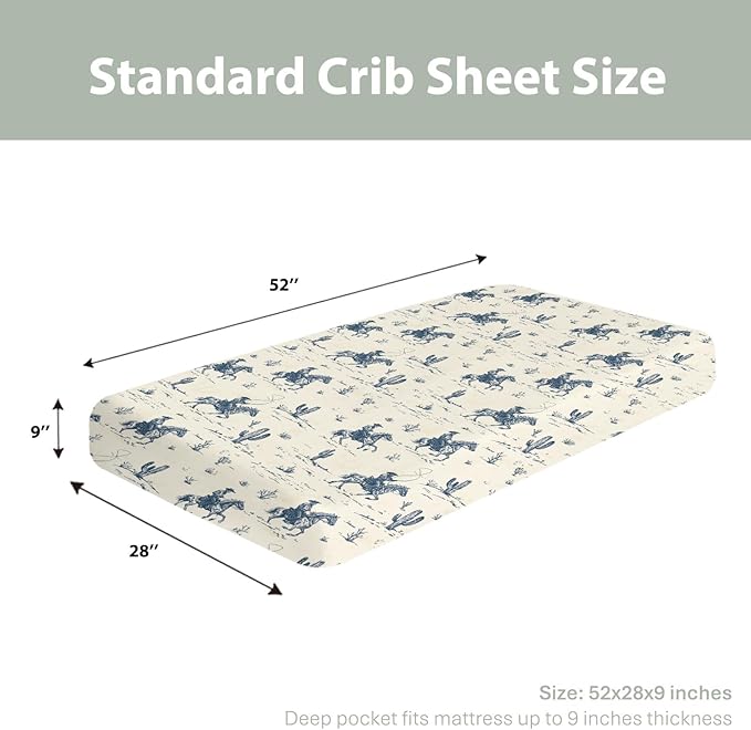 Vintage Western Cowboy Love Baby Crib Sheets for Boy Girl 28"x52" Retro Cowboy Horse Cactus Soft Stretchy Fitted Crib Mattress Cover Wild West Baby Sheet for Standard Crib and Toddler Mattress