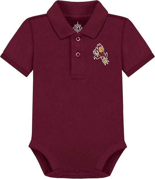Creative Knitwear College Baby Polo Bodysuit Solid - Team Logo, Multiple Colors, for Boys & Girls (0-12 Months)