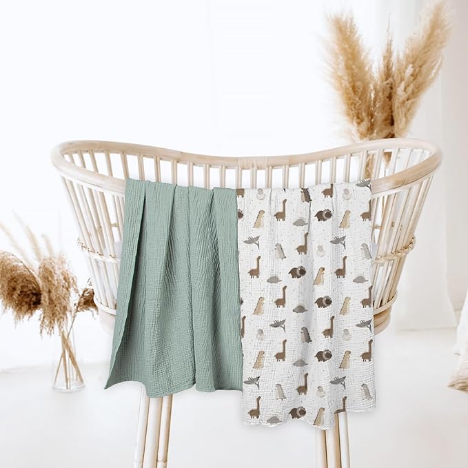 lulumoon Baby Muslin Swaddle Blankets: Soft Receiving Blanket for Newborn - Cotton Swaddling Blanket for Neutral 2Pack
