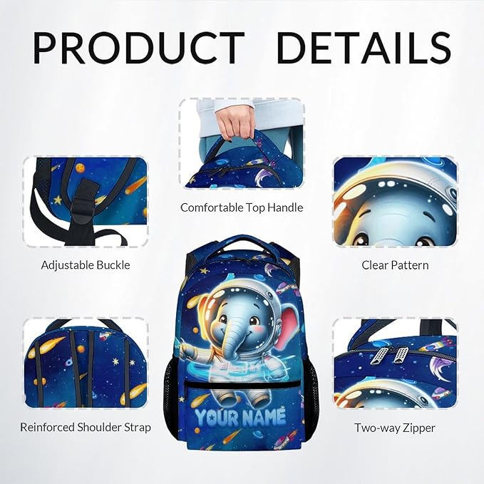 Kid Backpack Boys - 3Pcs Elephant Backpacks Set for Girls - Personalized Planet Bookbag for Kids Toddler - Back to School Bag for Kindergarten/Preschool/Elementary(17 Inch)
