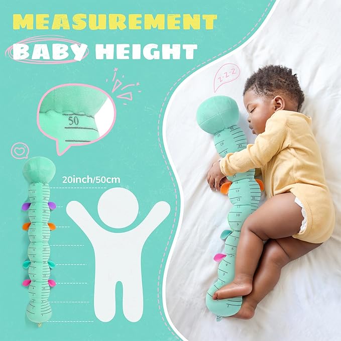 Baby Toys 6-12 Months Music Caterpillar,Stuffed Animals Infant Toys 0-3-6 Months,Baby Sensory Toys Tummy Time with Crinkle Rattle Teething Toys for Newborn Boys Girls Gifts Birthday|Ice Blue