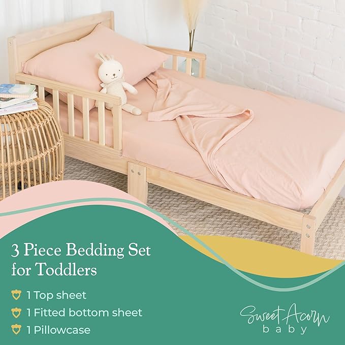 3 Piece Toddler Bedding Sets - Organic Cotton Jersey Knit - Fits Convertible Cribs and Mattresses - 9" x 28" x 52" - Bay Blue