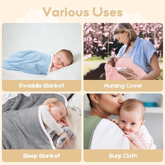 Hooded Towel for Newborn, 2 Pack Soft Coral Fleece Baby Towels, Ultra Absorbent Bath Cloths Bulk for Infants, Toddlers, Newborn Essential- 30 x 30 inch - Pink & White