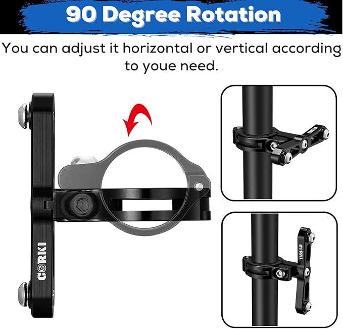 Corki Cycles Bike Water Bottle Holder Adapter Mount on Handlebar and Seatpost for Mountain Road E-Bike Gravel Bicycle Aluminum Alloy