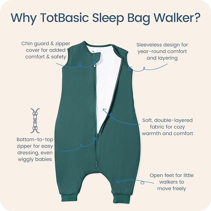 Toddler Sleep Sack with Feet, 1.0 TOG Baby Sleeping Bag with Legs, Oversized Wearable Blanket for 2T, 3T, 4T Walkers