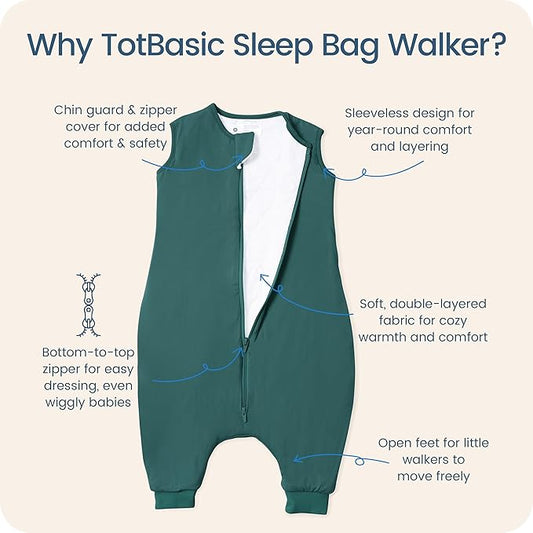 Toddler Sleep Sack with Feet, 1.0 TOG Baby Sleeping Bag with Legs, Oversized Wearable Blanket for 2T, 3T, 4T Walkers