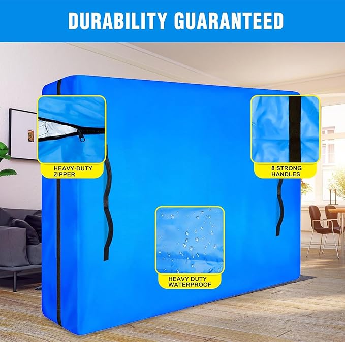 MorTime Mattress Bags for Moving and Storage, Zippered Mattress Storage Bag with 8 Strong Carrying Handles, Reusable Mattress Protector Cover Moving Supplies (Full)