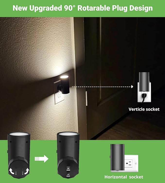 GEPLAD 4 Pack LED Night Light, Plug Into Wall, Dusk to Dawn Sensor, Soft White 3000K,Uplight & Downlight, for Bedroom, Stairway, Hallway,Bathroom Dimmable