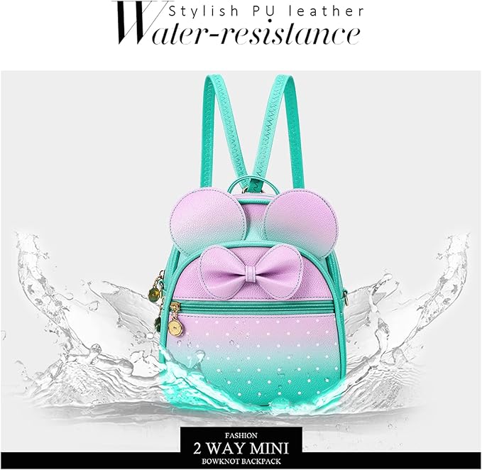 KL928 Girls Mini Backpack Bowknot Polka Dot Cute Small Daypacks Convertible Shoulder Bag Purse for Women