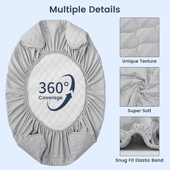 david's kids 2 Pack 52''x28'' Waterproof Crib Mattress Protector Pad Cover Stretch up to 8", Fitted Standard Crib and Toddler Mattresses, Ultra Soft and Breathable for Boys Girls, Grey & Navy Blue
