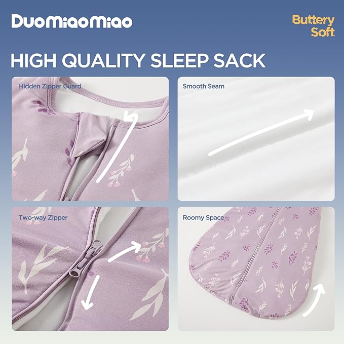 Duomiaomiao 2 Pack Baby Sleep Sack 95% Rayon Made from Bamboo,5% Spandex,2.5 TOG Baby Wearable Blanket 18-36 Months, Premium Soft Winter Toddler Sleep Sack, 2-Way Zipper Sleeping Bag for Unisex Babies