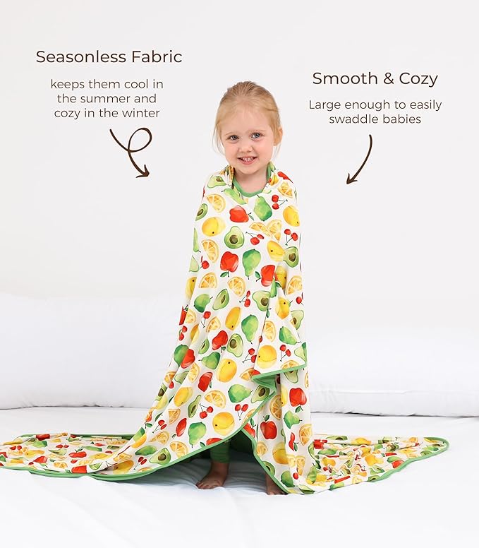 Premium Baby Blankets, Soft Viscose from Bamboo Blanket for Boys and Girls, Nursery Crib Bedding Quilt for Newborn and Toddler, Cooling for Hot Sleepers, 50'' x 50'' Fruit