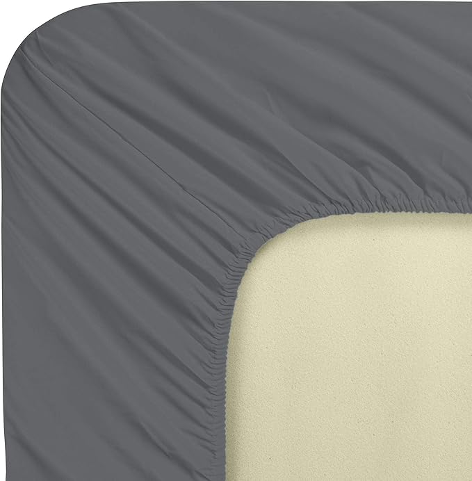 FLXXIE 2 Pack Microfiber Fitted Crib Sheets, Super Soft and Cozy Toddler Fitted Sheets for Standard Crib and Toddler Mattresses, 28x52, Dark Grey