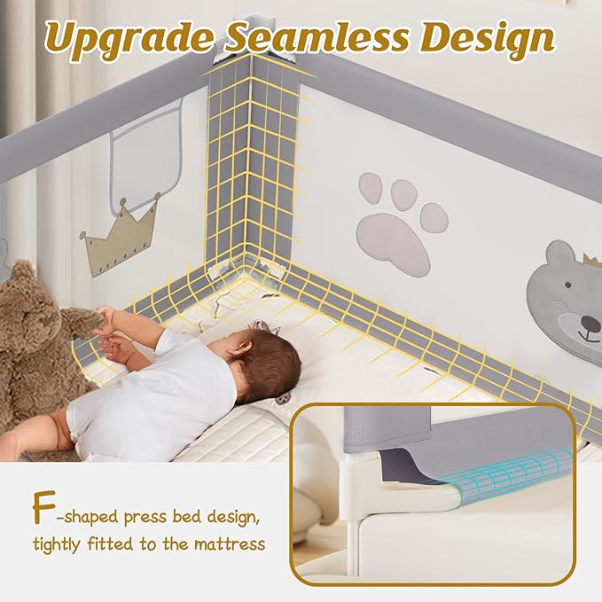 Height Adjustable Bed Rail for Toddlers, Kids Safety Baby Bed Rail for Twin/Full/King/Queen Size Bed (1 Side, 39 Inch)