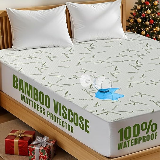 Utopia Bedding Waterproof Mattress Protector California King Size Bed, Premium 200 GSM Bamboo Viscose Cooling Mattress Cover, Soft and Breathable, Fitted Style with 17 Inches Deep Stretchable Pockets