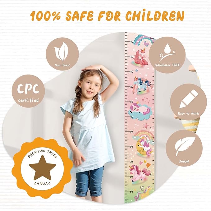 Woodemon Personalize Name Growth Chart for Kids, Unicorn Kids Growth & Measuring Chart, Growth Chart for Wall, Height Measure Wall Chart Bedroom Nursery Wall Decoration,Playroom Essentials