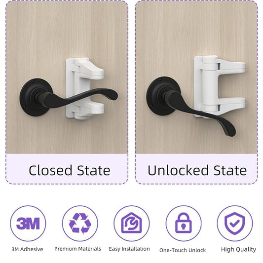 Door Locks for Kids Safety (4 Pack),Prevents Toddlers/Pets from Opening Doors,Easy One-Hand Operation for Adults 3M Adhesive Backing No Tools Needed for Install for Cabinet Drawer. Furniture Kitchen