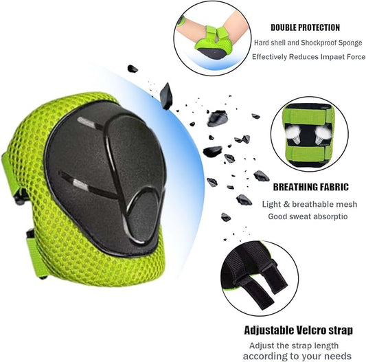 Kids/Youth Knee Pads Elbow Pads for 3-14Years Boys Girls 6 in 1 Kids Protective Gear Set Adjustable for Skating Cycling Bike Rollerblading Scooter Roller Skates