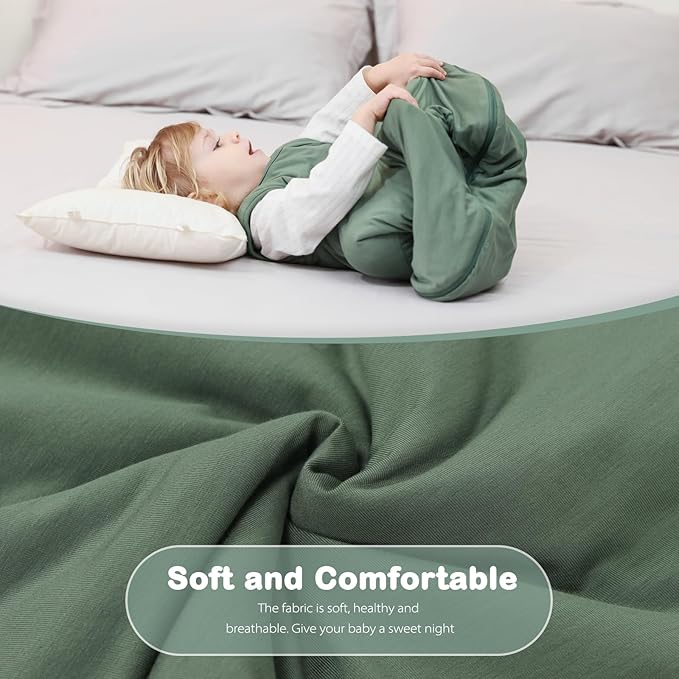Mosebears Unisex Rayon Made from Bamboo Sleep Sack with 2-Way Zipper,2.5 Tog Baby Winter Sleep Sack (Dark Green,6-18 Months)