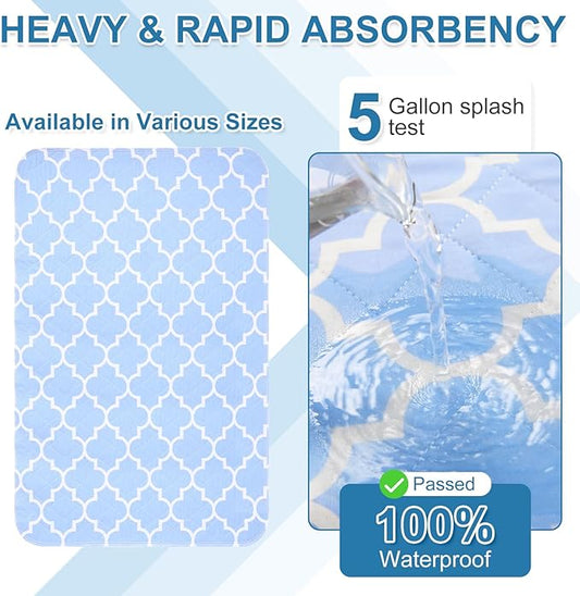 OUTCREATOR® Washable Bed Pads 34" x 76" (Pack of 2), Incontinence Mattress Protector, Anti-Slip Waterproof Underpads for Adults Kids Elderly Pets, Absorbency & Reusable Bedwetting Pads (Blue)