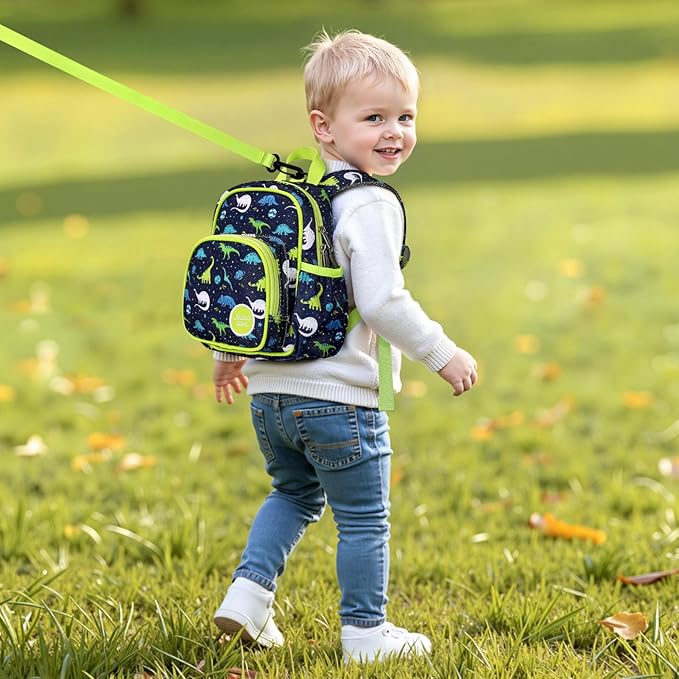 mibasies Backpack Leash for Toddlers 1-3: Baby Backpack for Boys with Anti-Lost Harness - Dinosaur