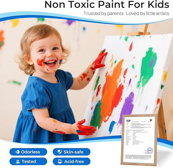 Smallbudi 15 Colors Large Washable Paint Set for Kid, 10oz/300 ml Bottle with Pump, Bulk Paint Supplies Non Toxic Children Tempera Paint for Art, Craft, DIY, Finger Paint, School, Home, Classroom