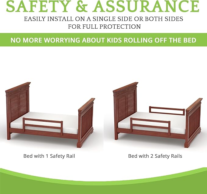 CC KITS Safety Guard Rail for Baby, Kids, and Children - Solid Wood Safety Bed Rail for Toddlers - Easy Installation - Premium Protection for Bunk, Twin, Full, Queen and King Size Beds - (Cherry)