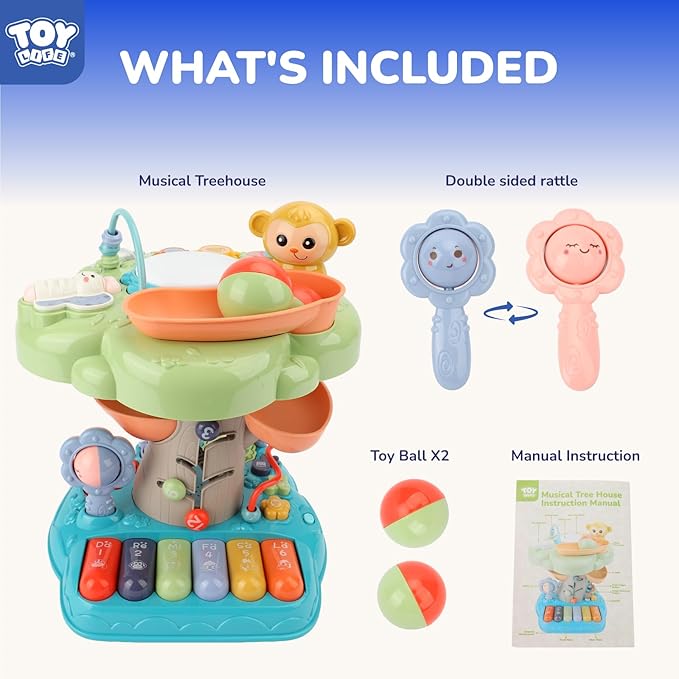 TOY Life Montessori Musical Toy for 1 Year Old Boy Gift, Musical Busy Treehouse Toddlers Learning Toy for 1-2 Boys Girls, Baby Toys 12-18 Month, Educational Toddler Toys for Christmas Birthday Gifts