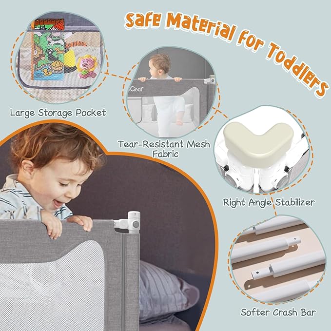 G TALECO GEAR Bed Rail for Toddlers, Stable Protective Bed Side Rails, Baby Bedrail Guard for Twin Full Queen & King Size Bed (78.7 Inch, 1 Piece)