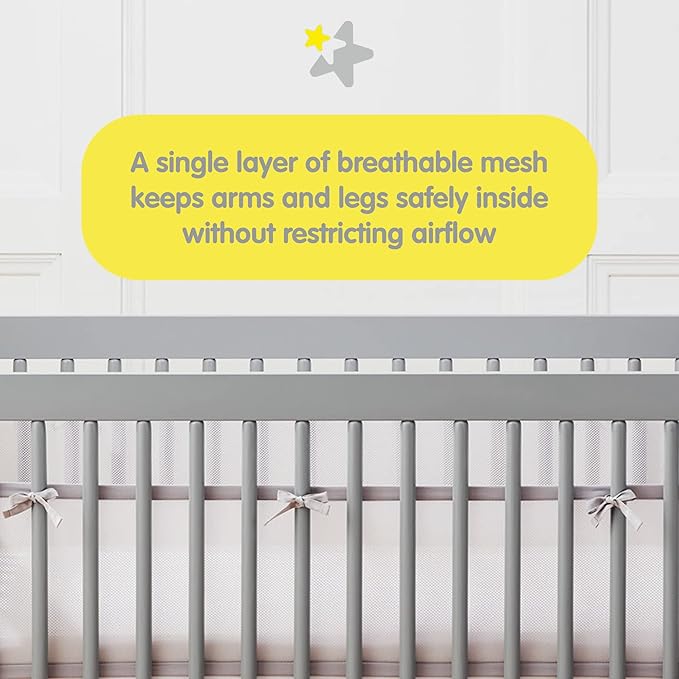 BreathableBaby Breathable Mesh Liner for Full-Size Cribs, Classic 3mm Mesh, Light Pink (Size 4FS Covers 3 or 4 Sides)