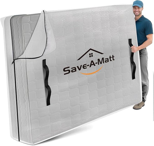 Mattress Bags for Moving -Extra Thick Queen Mattress Storage Bag, 8 Strong Handles & Reinforced Stitching, Waterproof Reusable Clear Mattress Cover Protector (82’’x63’’x15’’ Queen Size)