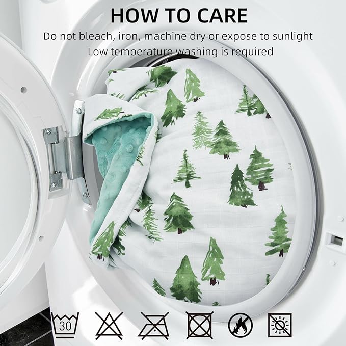 LifeTree Baby Blankets for Newborn, Soft & Lightweight Swaddle Blankets, Muslin Front and Dotted Fleece Backing Receiving Bed Throw Blanket Unisex, 31X40 Inches, Baby Girl & Boy Blanket, Pine Tree