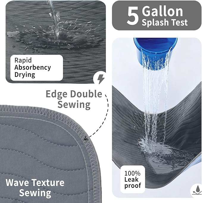 Accompagner Waterproof Reusable for Adults and Pets Washable Pee Pads for Dogs Changing Pad Large Dog Bed Size Adults Incontinence Bed Pads - Non-Slip Leak-Proof (Dark Gray, 4Pack-36" x36")
