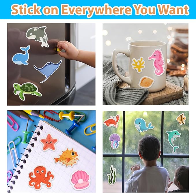 Jelly Sticker Books for Toddlers 2-4 Years, Under The Sea Stickers for Kids 1-3, Reusable Sticker Book for Toddler Stocking Stuffers＆Travel Essentials Plane Activities (Under The Sea)