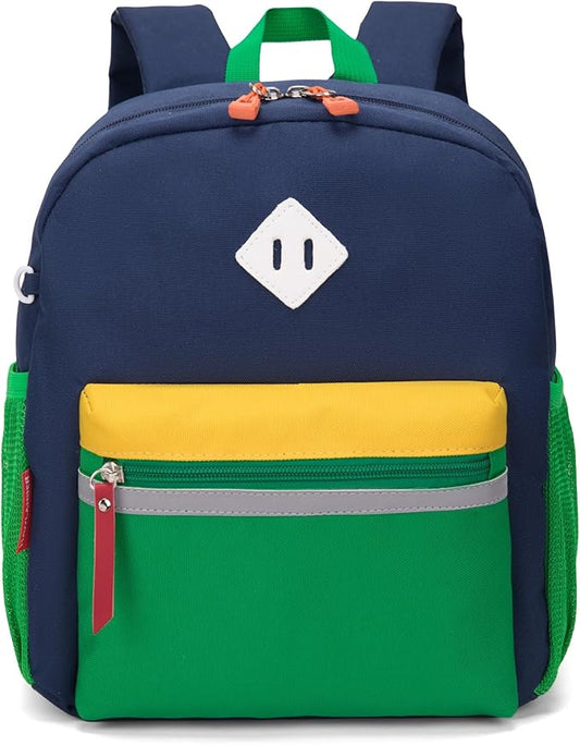 HawLander Little Kids Backpack for Boys or Girls, Toddler School Bag Fits 3 to 6 years old, Dark Blue Green, 12 Inch