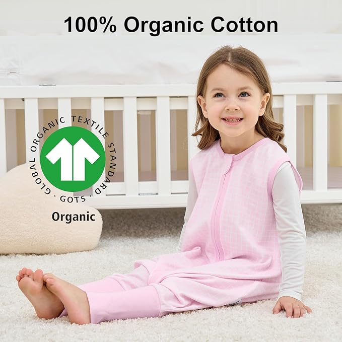 Yoofoss Toddler Sleep Sack With Feet 24-36 Months 100% Organic Cotton Baby Sleep Sack with Legs Toddler Wearable Blanket with 2-Way Zipper