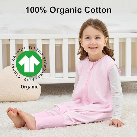 Yoofoss Toddler Sleep Sack With Feet 24-36 Months 100% Organic Cotton Baby Sleep Sack with Legs Toddler Wearable Blanket with 2-Way Zipper