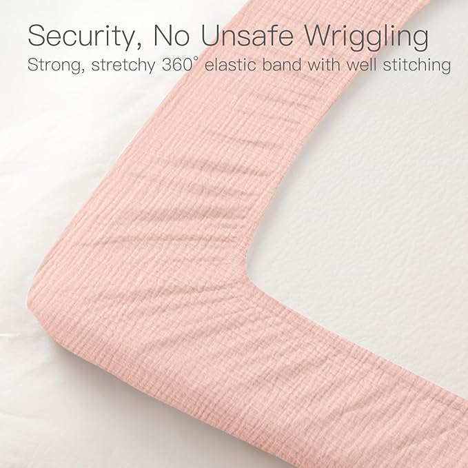 Baby Organic Fitted Crib Sheets 2 Pack 100% Organic Cotton Muslin 52x28 Inches, Ultra Breathable and Soft Sheet Fits All Standard Crib Mattress Sheet Neutral Toddler Bedding for Baby Boys Girls