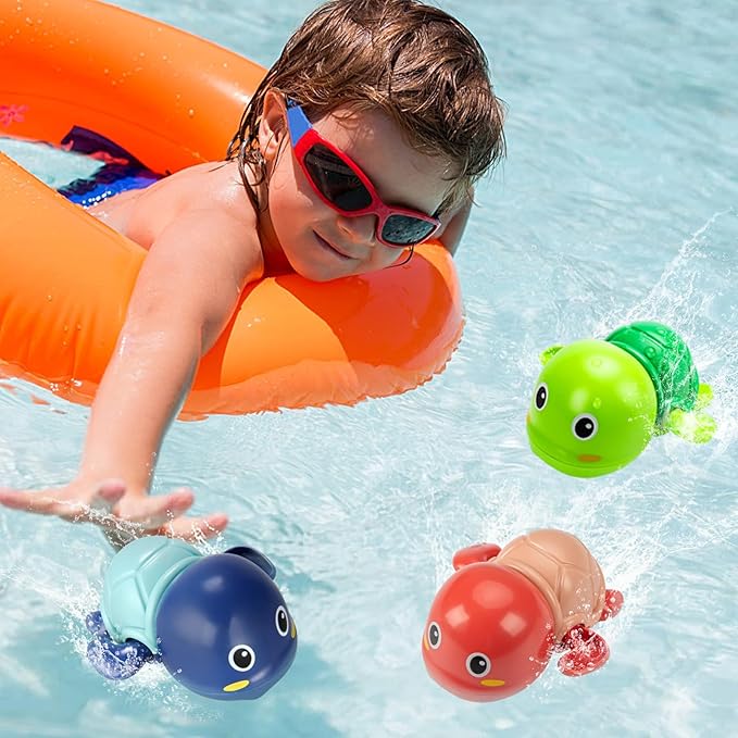 Bath Toys, 6 Pack Swimming Turtle Baby Bath Toys for Toddler 1-3, Water Pool Floating Wind Up Toys for 1 Year Old Boy Girl Gifts, Infant Toddlers Kids Bathtub Toys