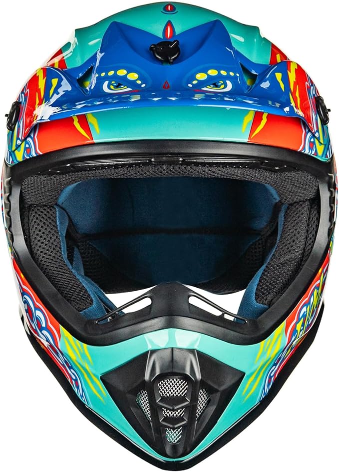 ILM Youth & Kids Dirt Bike Helmets Motocross ATV Dirtbike BMX MX Offroad Full Face Motorcycle Helmet, DOT Approved Model 128YS (Crocodile Green, Youth-Small)
