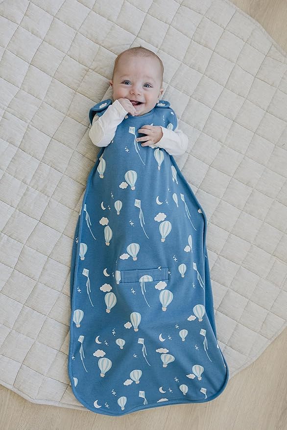 Woolino Merino Wool & Organic Cotton Baby Sleep Sack 2-24 Months – Ultimate 4-Season Baby Sleeping Bag, Universal Size Wearable Blanket, 2-Way Zipper & Adjustable Fit, Year-Round Use - Hot Air Balloon