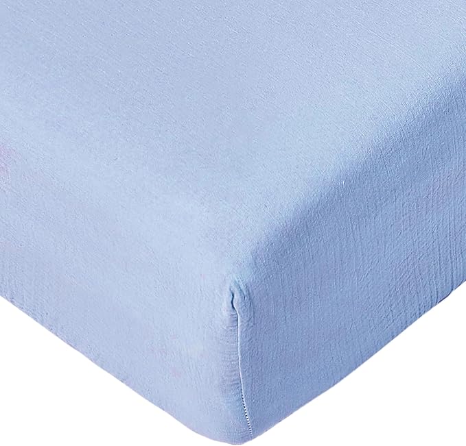 Muslin Crib Sheets for Baby Boys Girls, Neutral Fitted Crib Mattress Sheet for Standard Crib and Toddler Mattress, Soft and Breathable Bed Covers, 28” x 52” (Sky Blue)