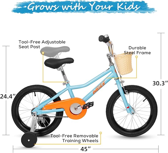 WEIZE Kids Bike, 16 20 Inch Children Bicycle for Boys & Girls Ages 4-12 Years Old, Rider Height 41-62 Inch, Adjustable Seat & Handlebars, Coaster Brake, Multiple Color Options