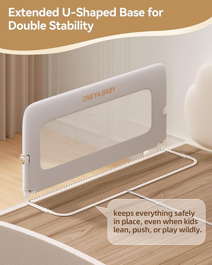 Baby Bed Rail Guard, 59in Thickened Toddler Bed Rail for Toddlers, Extral Tall Swing Down Kids Child Safety Side Railing Guards/Rails for Twin, Full, Queen, King Bunk Size Bed, White/Grey, 27”H