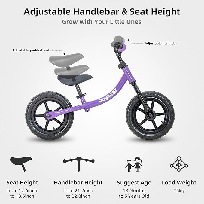 JOYSTAR Toddler Balance Bike 2 Year Old, Age 18 Months to 5 Years Old, No Pedal Bike with Adjustable Handlebar and Seat, Gift for 2-4 Boys Girls