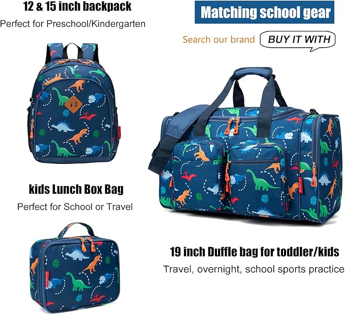 JinBeryl Toddler Backpack for Boys or Girls, Little Kids Backpack for Preschool or Kindergarten (Dinosaur Navy Blue, Small)