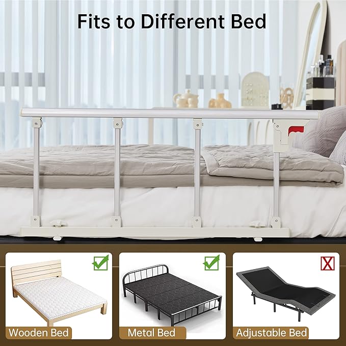 ELENKER Bed Safety Rail, Folding Bed Assist Handle Adjustable Medical Hospital Assistive Devices Bed Railing for Elderly Seniors Adults,37.8" x16.3